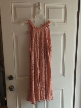 Lace Halter Swing Dress in Dusty Pink